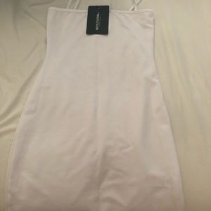 White straight neck bodycon dress